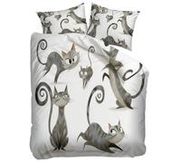 White Duvet Cover Set Emperor 290x235 cm Cartoon Animals Funny Cats 3 Pieces Bedding Quilt Cover Sets, Ultrasoft Polycotton Bed Cover Set with 2 Pillowcases, for Kids Boys Girls Adults