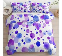 White Duvet Cover Set Watercolor Ink Dots 260 x 220 cm Reversible Duvet Cover, Super King Soft Easy Care Bedding 3pcs with Zip for Boys Girls and Adults Bedroom Decor