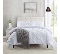 White Duvet Cover Twin Size 2 Piece Pintuck Comforter Cover - 1 Duvet Cover 68x90 Button Closure with 1 Pillow Sham - Ultra Soft Microfiber Bedding Pinch Pleated White Twin Duvet Cover Set