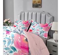White Duvet Super King Size, Coverless Duvet 7.5 Tog with Flower Plants Pattern, Soft Lightweight Comforter Set for Autumn Summer, 1 Superking Quilt 260x220cm with 2 Pillowcases, Machine Washable