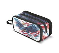 White Eagle Flag Pencil Case Boys Girls Pen Bag Pouch School Office Kids | Perfect for Kids Teens Adults Student, Big Large Capacity, Stationery Organizer Supplies, Zipper Compartment, Portable Handle