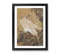 White Eagle Hunting By Kawanabe Kyosai Asian Japanese Framed Print | A2 Black Framed Wall Art | Ready to Hang | Asian Animal Picture | Living Room Bedroom Lounge Office