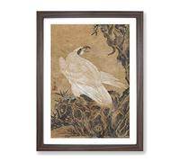 White Eagle Hunting By Kawanabe Kyosai Asian Japanese Framed Print | A3 Walnut Framed Wall Art | Ready to Hang | Asian Animal Picture | Living Room Bedroom Lounge Office