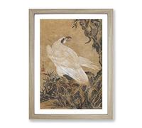 White Eagle Hunting By Kawanabe Kyosai Asian Japanese Framed Print | A4 Oak Framed Wall Art | Ready to Hang | Asian Animal Picture | Living Room Bedroom Lounge Office