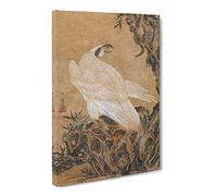 White Eagle Hunting By Kawanabe Kyosai Canvas Print | Gallery Wrapped 30mm Frame Wall Art | 30x20 inches | Ready to Hang | Asian Animals Picture | Living Room Bedroom Lounge Office