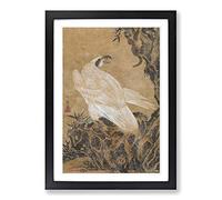 White Eagle Hunting by Kawanabe Kyosai Framed Print | A2 Black Framed Wall Art | Ready to Hang | Modern Animal Picture | Living Room Bedroom Lounge Office