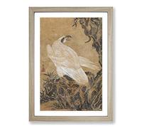 White Eagle Hunting by Kawanabe Kyosai Framed Print | A2 Oak Framed Wall Art | Ready to Hang | Modern Animal Picture | Living Room Bedroom Lounge Office