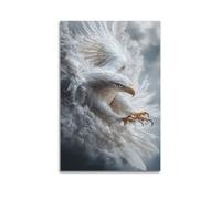 White Eagle in Clouds Wall Art, Artistic Print, Fantasy Poster, Unique Canvas Picture, Artistic Decor for Living Room Artistic Wall Mural Modern Hanging Decor Poster24x36inch(60x90cm)