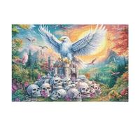 White Eagle on Skulls with Iron Helmet 1000 Piece Jigsaw Puzzle For Men Cognitive Development Adults Anxiety Memory Care Mothers Valentines Gift High-grade Rigid Cardboard 1000 PCS