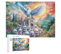 White Eagle on Skulls with Iron Helmet 500 Piece Jigsaw Puzzle for Couples Indoor Puzzle Challenge Logical Thinking Gift for Celebration 500 PCS
