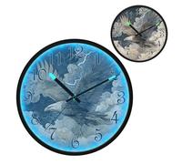 White Eagled Wings Lightning Night Light Wall Clock LED Wall Clocks Silent Battery-Operated Glow in The Dark Large Digital Display for Bedroom Living Room Kitchen, 12 Inch