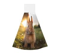 white-eared rabbit Hangable portable towel, velvet super absorbent kitchen towel, children's adult bathroom kitchen hanging towel