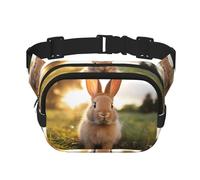 white-eared rabbit Printed multifunctional waist bag, unisex trendy messenger bag, travel sports storage bag