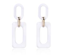 White Earrings for Women Temperament Elegant Hollow Acrylic Splicing Geometric Dangle Earring White Dangle Earrings for Women, L, Acrylic, No Gemstone