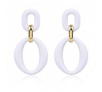 White Earrings for Women Temperament Elegant Hollow Acrylic Splicing Geometric Dangle Earring White Dangle Earrings for Women, L, Acrylic, No Gemstone