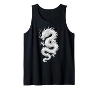 White Eastern Dragon Serpent Myth Ink Fantasy Spirit Art Tank Top