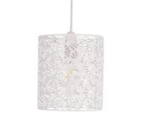 White Easy Fit Ceiling Light Shades, Non Electric Pendants, Modern Leaf Cut Metal Design Lightshade