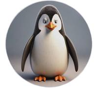White Easy to Clean Round Area Rugs, 3D Cute Penguin Photography Print Theme Carpet, Low-Pile Home Decoration Carpet with Non-Slip Backing for Living Room Bedroom Bedside Kids Rug, 60cm