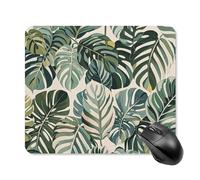 White Ed Tropical Botanical Leaves Mouse Pad Square Laptop Mouse Mat Cute Computer Mousepad Keyboard Pad Non-Slip Desk Pads for Gaming Office Work Home 25 * 30cm