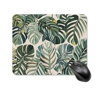 White Ed Tropical Botanical Leaves Mouse Pad Square Laptop Mouse Mat Cute Computer Mousepad Keyboard Pad Non-Slip Desk Pads for Gaming Office Work Home 20 * 25cm