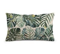 White Ed Tropical Botanical Leaves Throw Pillow Covers Decorative Pillow Protectors with Hidden Zipper Soft Plush Pillowcase Lumbar Pillows Covers for Living Room Couch Bed Sofa Home Decor 8"x12"
