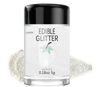 White Edible Glitter Glimmer Powder for Cakes Drinks - Colaele 5 grams Food-Grade Luster Dust Metallic Food Decorating Sprinkle Glimmery Brew Dust for Baking Dessert Chocolates Decorations, Vegan