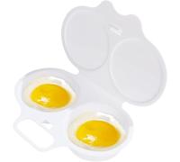 White Egg Poacher, Microwave Egg Boiler Poacher, 2 Cavity Nonstick Poached Egg Maker With Lid,Double Drain Poached Egg Cups,Heat Resistant,Reusable Egg Poacher Microwave for Home Kitchen