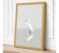 White Egret Reflected Canvas Wall Art Print 30x20 Inch (76 x 51 cm)
