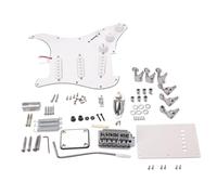 White Electric and 6 Strings DIY Kit St Guitar with Style Bridge | No Soldering Required, 3 Single Coil Pickups and 3 Way Selector, Includes Pickguard Back Cover Screws Sockets