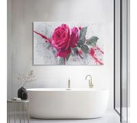 White Elegant Floral Red Rose Large Framed Canvas Wall Art 90L x 60W cm, Modern Gallery Wrapped Painting Canvas for Lounge & Bedroom - High Quality Prints Ready to Hang