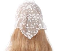 White Elegant Women Lace Flower Triangle Headband Summer Sunproof Lace Triangle Bandana for Sweet Girls Camping Taking Photo Women's Headbands, Fashion Headbands Hats