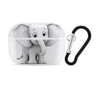 White Elephant AirPods Pro 2 Case Cover, Shockproof Hard Shell Protective Case for Women Men, Compatible with Airpod Pro Case 2nd/1st Generation with Keychain-White