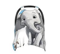 White Elephant Baby Car Seat Canopy Cover, Multi Use Breathable Nursing Breastfeeding Covers for Mom Soft Stroller Sun Shade Newborn Shower Gift