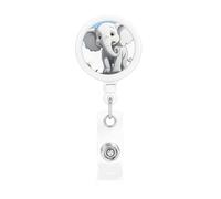 White Elephant Badge Reel Retractable Name Badge Holders Funny Nurse Badge Clip with Keychain Lightweight Plastic ID Card Holders for Men Women Gifts