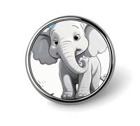 White Elephant Button Pin,Design Your Own Personalized Pin Back Button Badges Exquisite Round Badge Travel Brooch Metal Decorative Pins for Hat Clothes Backpack