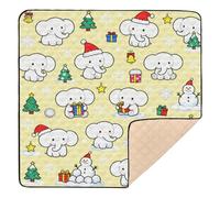 White Elephant Cute Christmas Yellow Cute Baby Care Play mat for Indoor Outdoor Portable Foldable Tummy Time & Crawling Mat for Baby Toddler Infant, 50'' x 50''