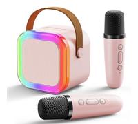 White Elephant Gift Ideas - Mini Karaoke Machine with 2 Wireless Microphones for Kids Adults Family Christmas Party