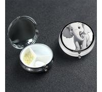 White Elephant Pill Case 3 Compartment Pill Box Portable Metal Pill Organizer Cute Travel Pill Container Vitamin Organizer for Purse Pocket Travel Gift