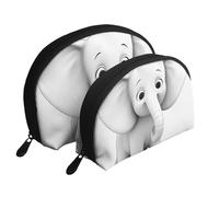 White Elephant Portable Shell Cosmetic Bag Set - Travel Makeup Organiser with Zipper & Inner Compartments