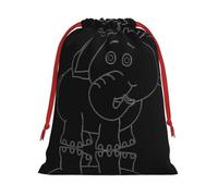 White Elephant Print Ultra Soft Plush Drawstring Gift Bag, Xmas Party Candy Treat Favors, Christmas Holiday Sacks, Wedding Jewelry Pouches