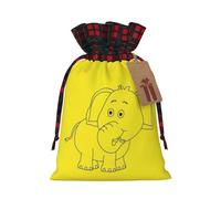 White Elephant Print Xmas Drawstring Reusable Gift Bag Festive Packaging For Christmas Wrapping Needs