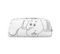 White Elephant Printing Leather Pencil Pouch Pen Case Elegant and Practical Bag for Students Perfect for Office School