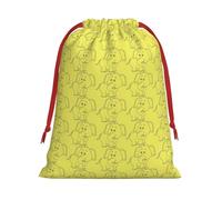 White Elephant Printing Soft Drawstring Gift Bag With Red Ribbon Durable For Christmas Halloween For Adults Gifting