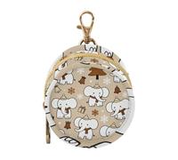 White Elephants Brown Merry Christmas Newborned Boy Pacifiers Holder Case Portable Wallet Coin Bag, Everything Storage pouching
