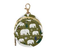 White Elephants Olive Green Blue Newborned Girl Travel Pacifier Holder with Zipper and Clip Wristlet Wallet, Baby Essentials