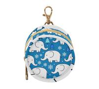 White Elephants Snowflake Blue Christmas Baby Boy Pacifiers Holder Case with Zipper and Clip Key Chain Wallet, Baby Essentials