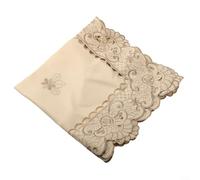 White Embroidered Lace Tablecloth with Floral Design, Satin Fabric Table Cover for Wedding Party Decorations, Reusable and Stain Resistant Square Round Oval Rectangle Table Linen