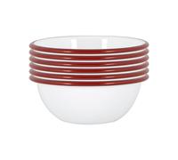 Argon Tableware Coloured Pasta Bowls - 16cm - Pack of 12 - Red Salad Bowls Metal Enamel Cereal Bowls Lightweight Camping Serving Bowls for Snacks, Pasta, Cereal, Salad