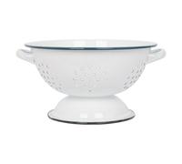 Argon Tableware Enamel Colander with Handles - 23.5cm - Blue Rim - Metal Kitchen Strainers, Large Sturdy Base Food Strainer Colander Bowl for Pasta, Fruits, Vegetables