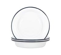 Argon Tableware White Enamel Deep Bowls - 22.5Cm - Navy - Pack Of 6, Blue